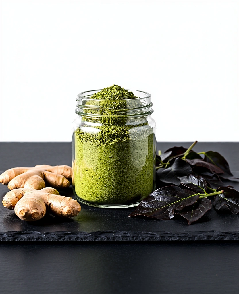 Natural supplements for men on a dark slate surface